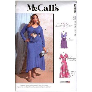 McCall's M8253 Misses 8 to 16 Learn To Sew Ruched Dress Uncut Sewing Pattern
